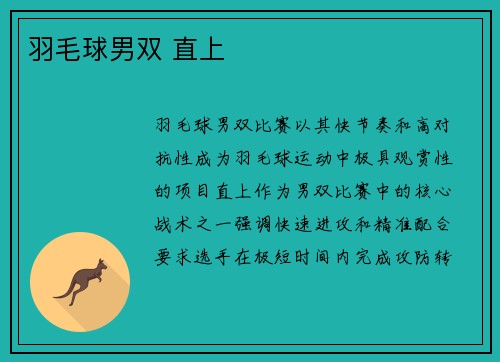 羽毛球男双 直上